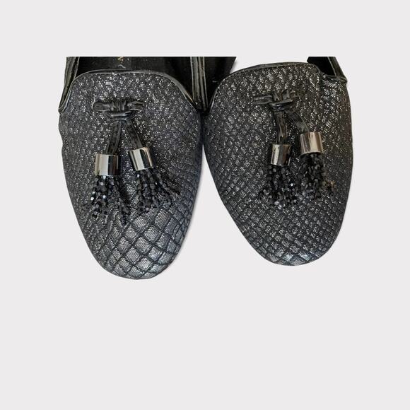 Dana Buchman Sequin/Silver Black Tassel Slip On Flats Shoes Size 5.5 - Picture 12 of 12